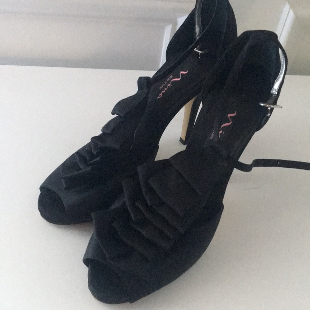 Black falling ribbon Nina heels